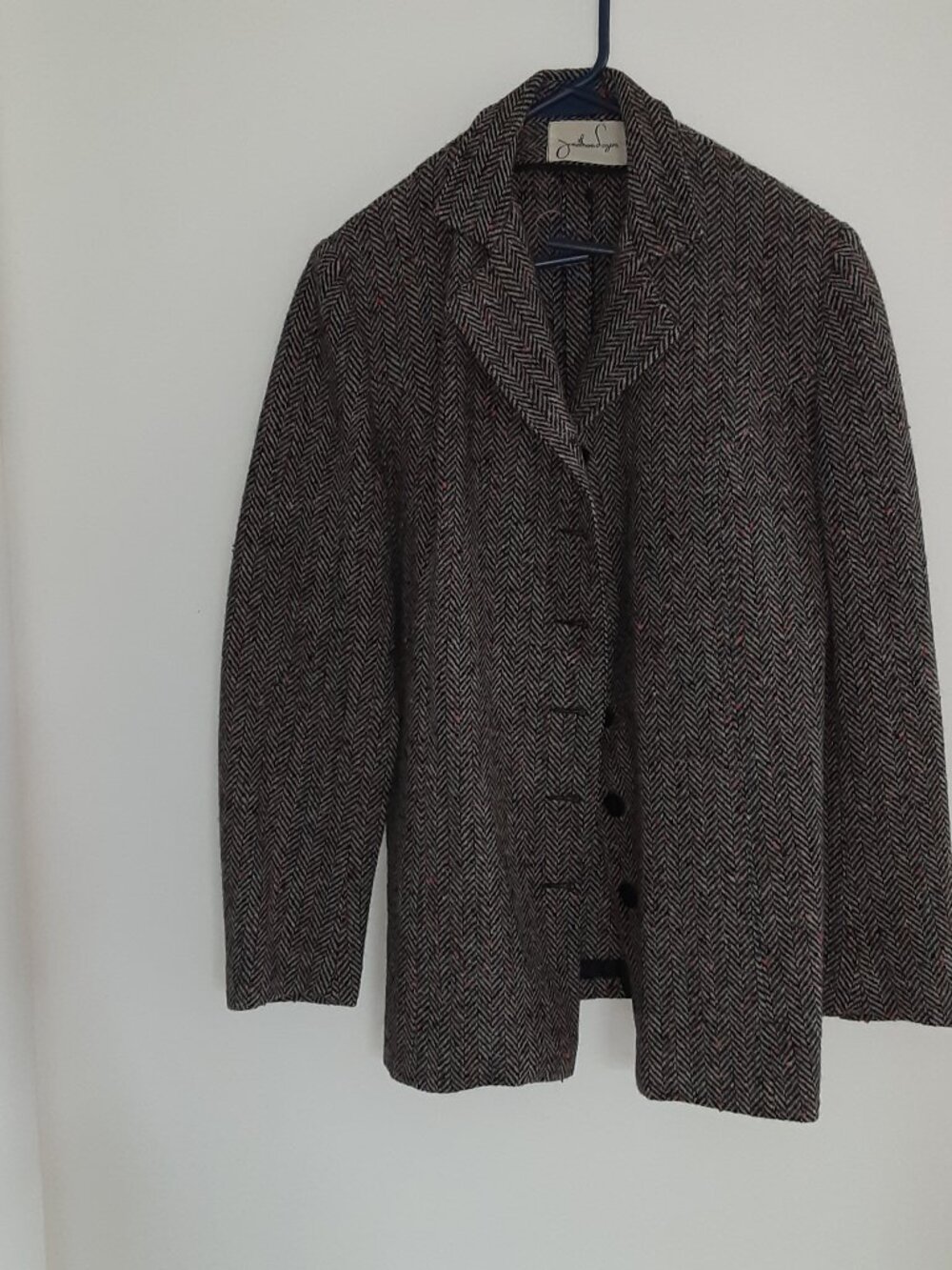 VINTAGE JONATHAN LOGAN YOUTH GRAY WOOL HERRINGBONE SPORTS COAT